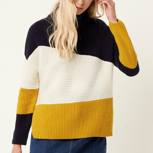 French Connection Sweaters - French Connection Patchwork Roll Neck Sweater